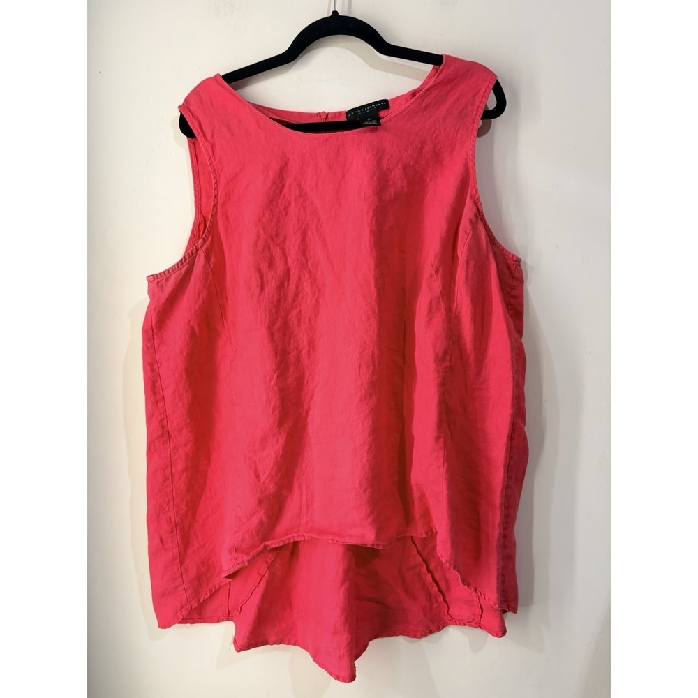 Grace Elements Woman 3X Pink 100% Linen Sleeveless High Low Tunic Tank Top